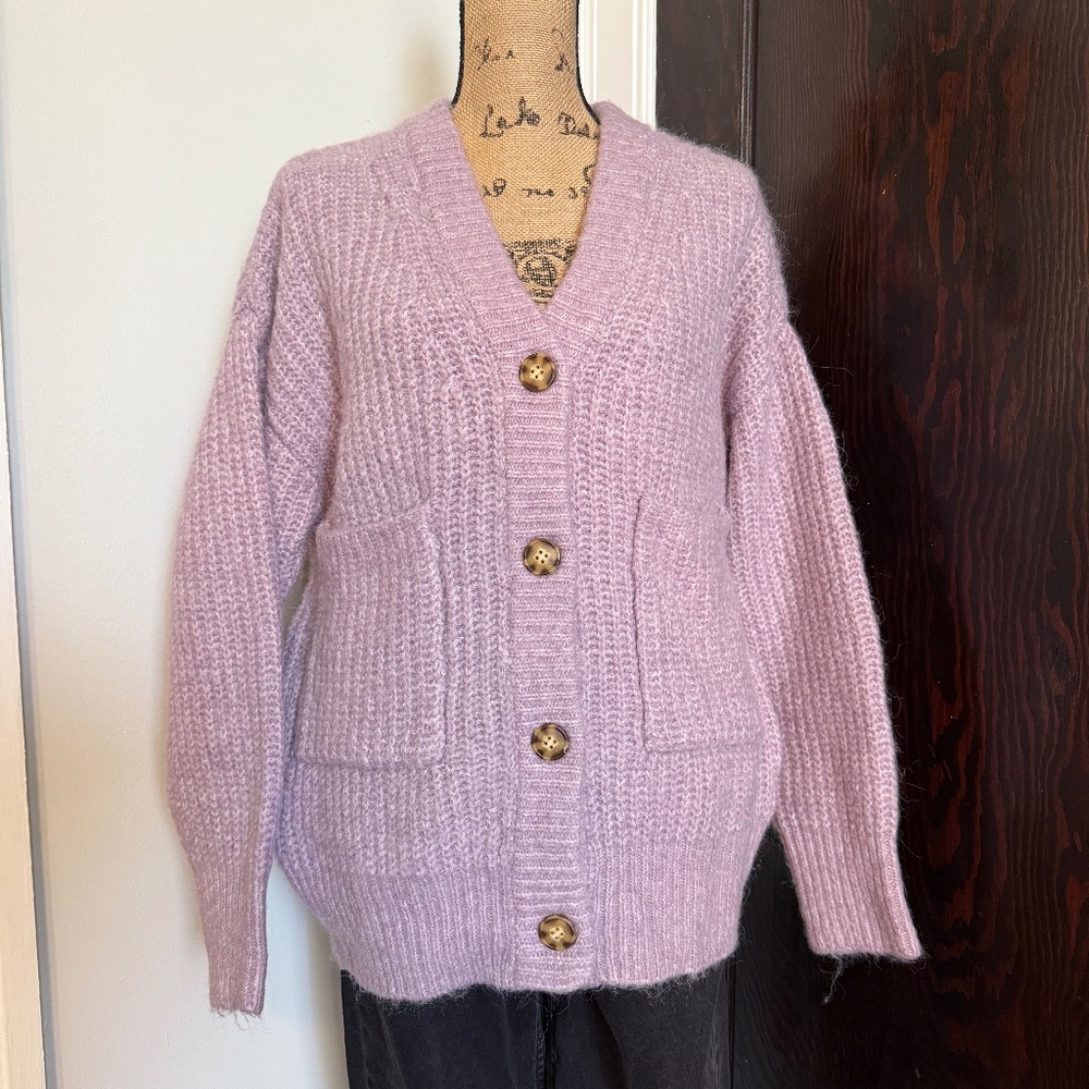 Zara Oversized Cardigan - Lavender color  | Size S
